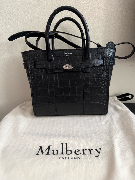 Mulberry Handbags - Mulberry Mini Zipped Bayswater Black Croc Leather Crossbody Bag